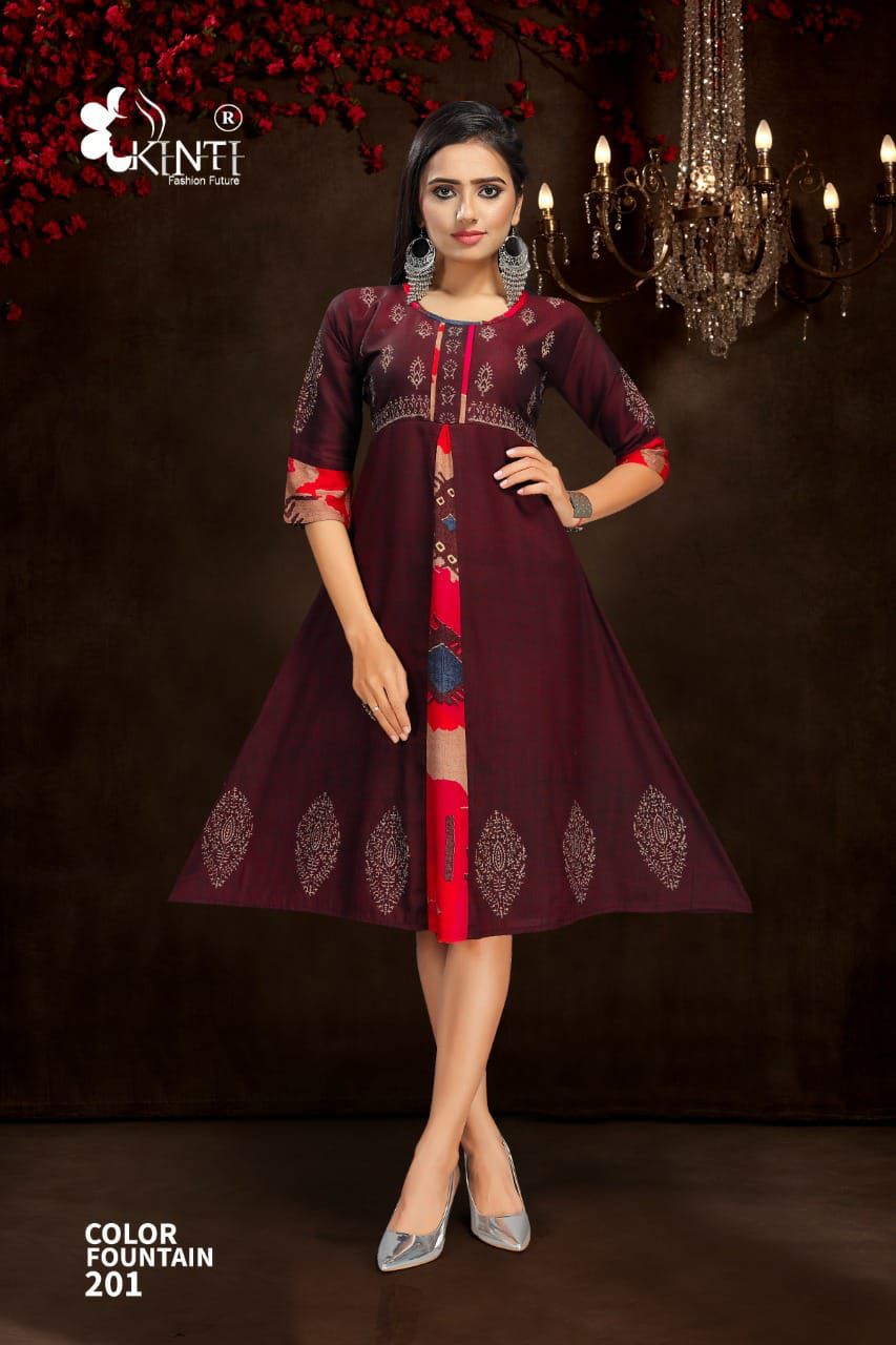 Kinti Colour Fountain 3 Fancy Ethnic Wear Rayon Anarkali Kurti Collection